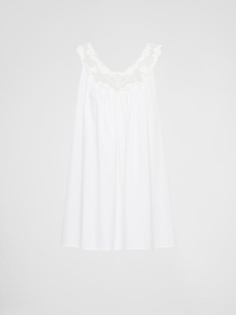 Embroidered poplin and lace dress