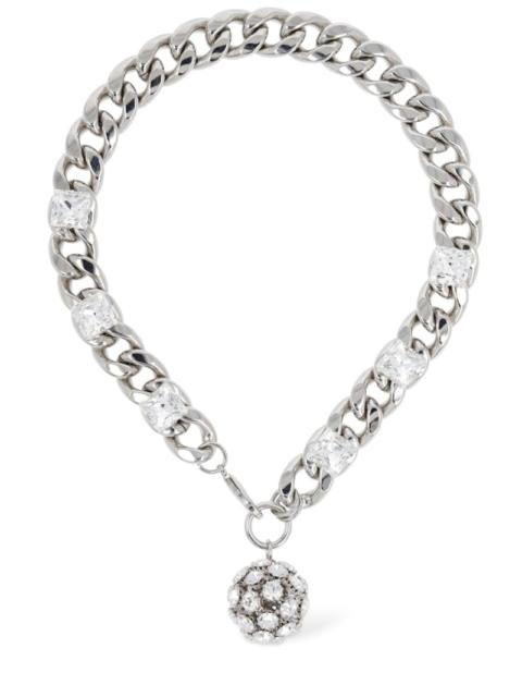 Alessandra Rich Chain crystal pendant necklace