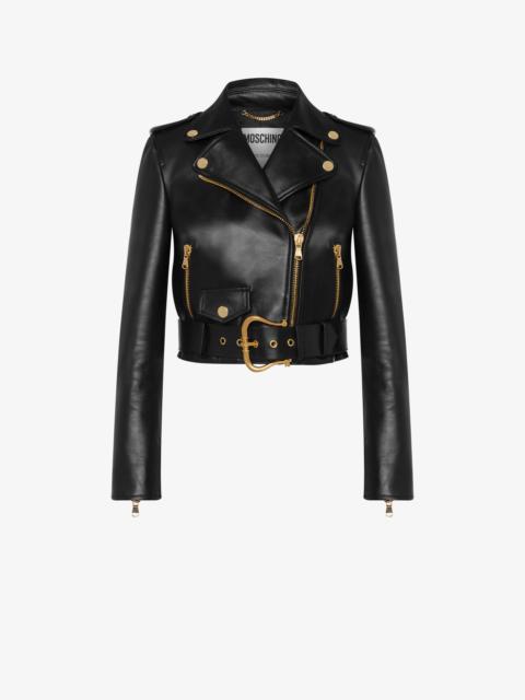 Moschino GILT WITHOUT GUILT CROPPED BIKER JACKET