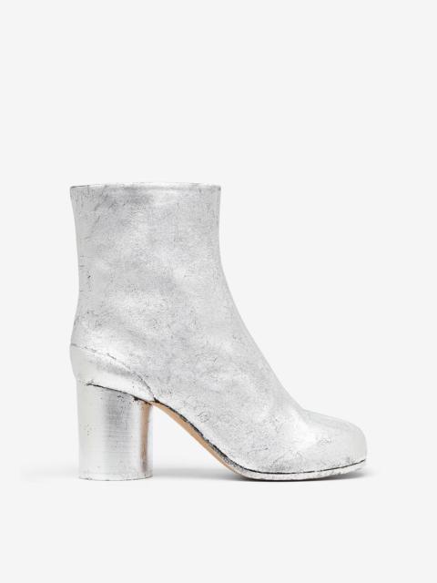 Tabi silver foil suede ankle boots