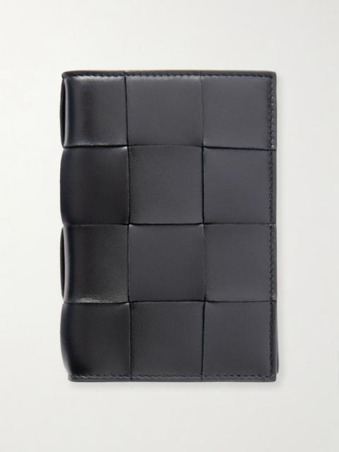 Bottega Veneta Cassette Intrecciato leather passport case Black