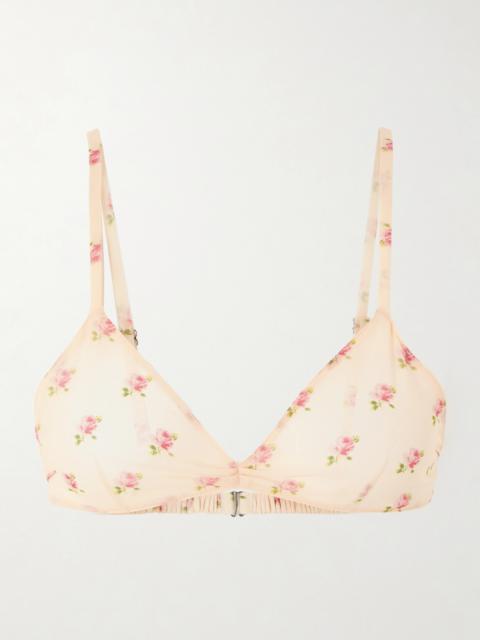 KHAITE Talita Floral-print Silk-chiffon Bralette