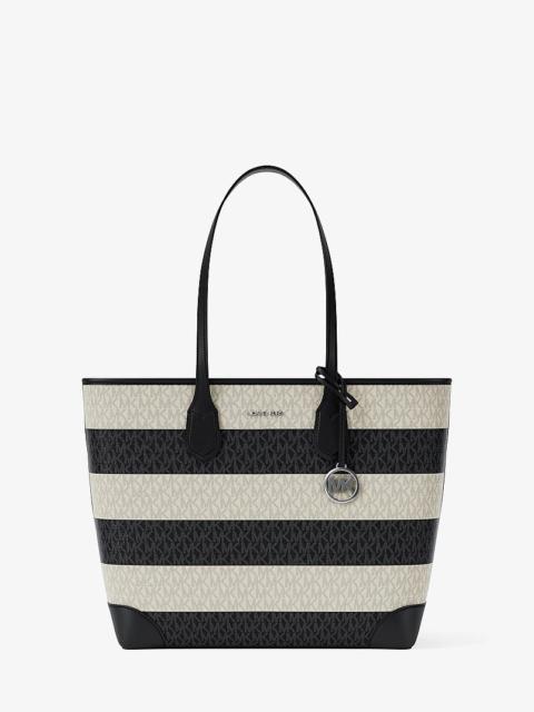 MICHAEL KORS Eva Large Striped Signature Logo Tote Bag