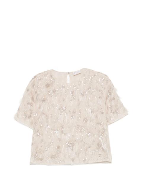Brunello Cucinelli sequin-embellished fil-coupé T-shirt