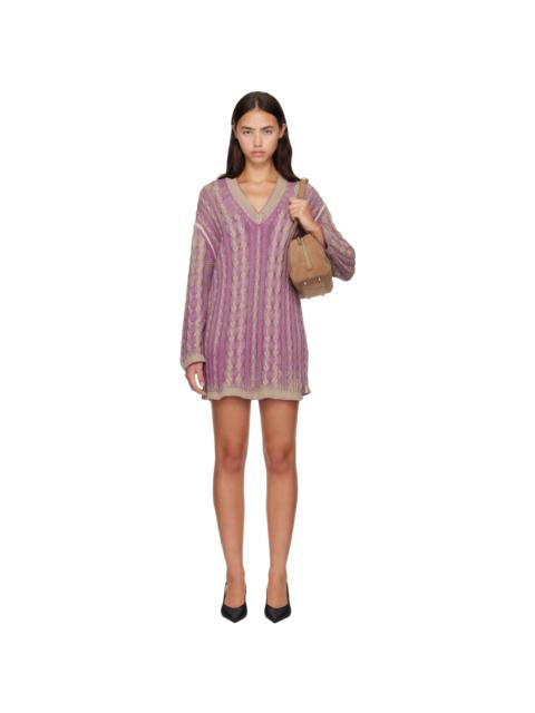 Diesel Purple & Khaki Sweater Minidress