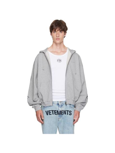 VETEMENTS Gray Graffiti Zip Up Hoodie