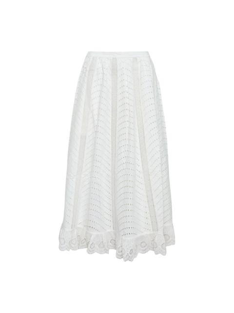ULLA JOHNSON Ren High Waist Lace Trim Midi Skirt