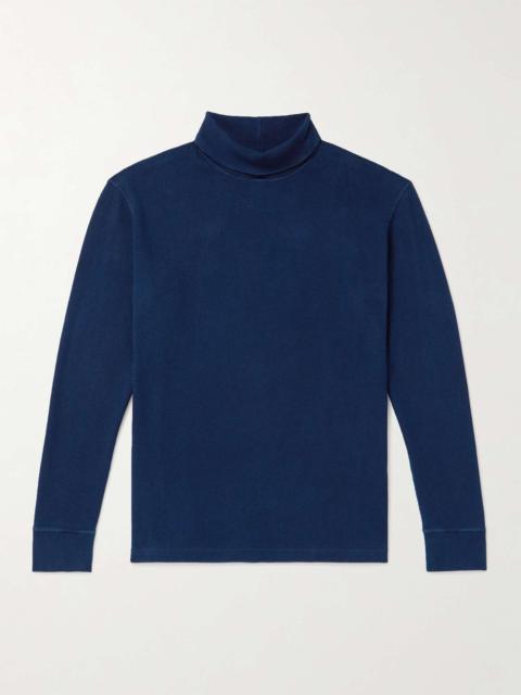 Blue Blue Japan Indigo-Dyed Ribbed Cotton-Blend Jersey Rollneck T-Shirt