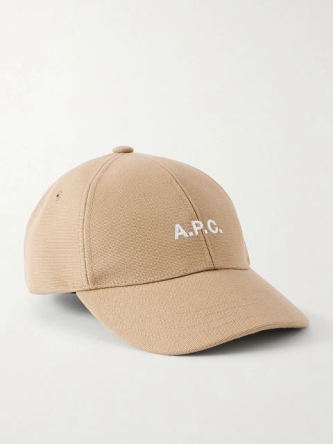 A.P.C. Charlie Logo-Embroidered Cotton-Canvas Baseball Cap Beige