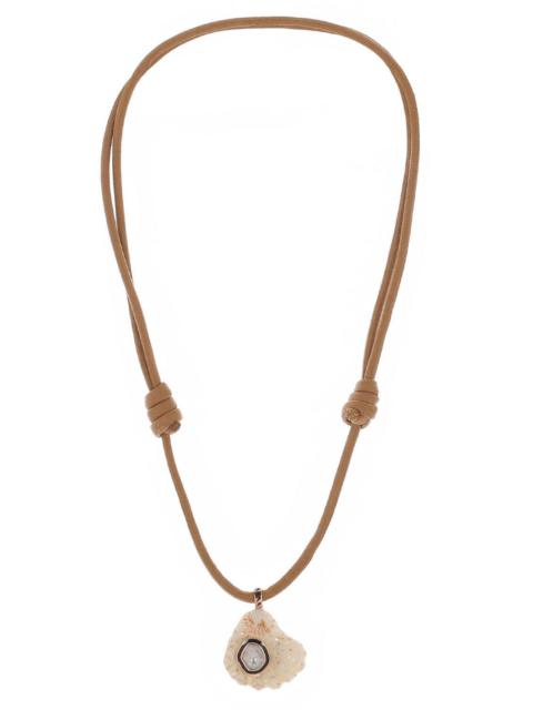DEZSO Diamond Cat Paw Shell Brown Necklace