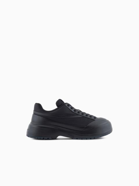 EMPORIO ARMANI NYLON AND LEATHER SNEAKERS