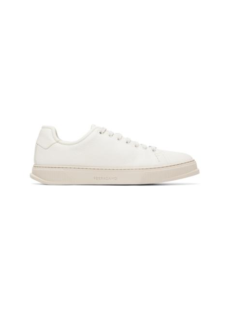 FERRAGAMO Off-White Elastic Lace Sneakers
