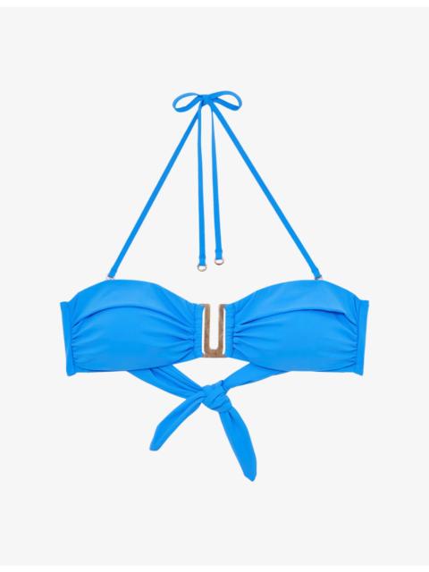 REISS Carina Removable-Strap Stretch-Woven Bikini Top