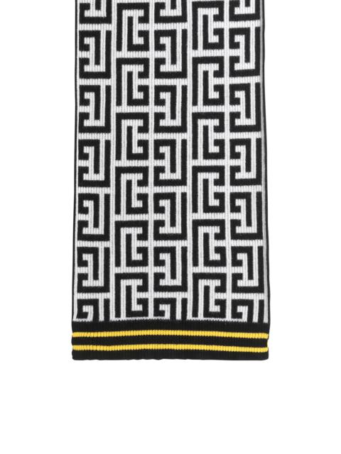 Balmain Wool and cashmere scarf with Balmain monogram pattern