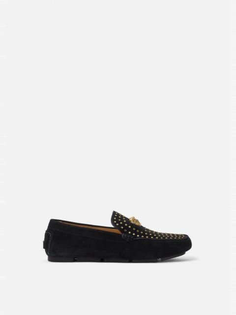 VERSACE La Medusa Suede Driver Shoes