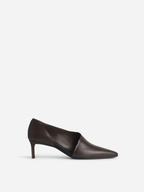 CO Asymmetric Pointed Kitten Heel in Smooth Leather- Chocolate