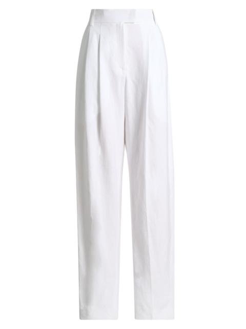 MICHAEL KORS Women's Pleated Linen Trousers - Optic White