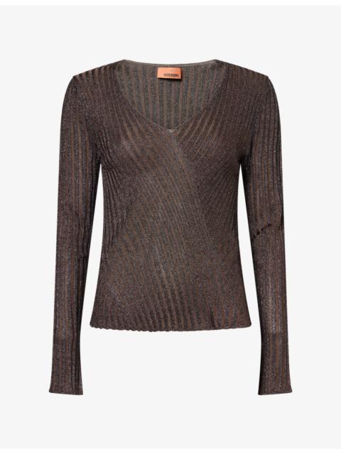 Missoni V-Neck Metallic Rib-Knit Jumper