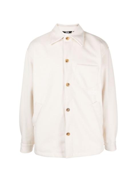 GCDS logo-embroidered button-up jacket