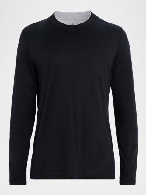 Brunello Cucinelli Men's Silk and Cotton Long-Sleeve T-Shirt