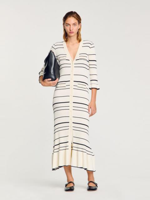 Sandro STRIPED KNIT MAXI DRESS