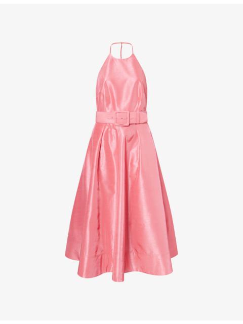 REBECCA VALLANCE Maple Halterneck Woven Midi Dress