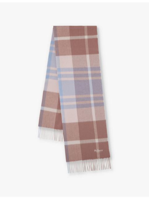 Mulberry Small-Check Merino-Wool Scarf