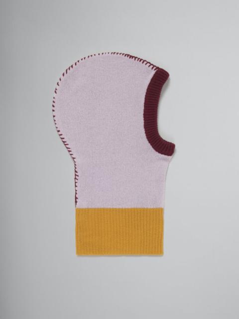 PINK COLOUR-BLOCK CASHMERE BALACLAVA