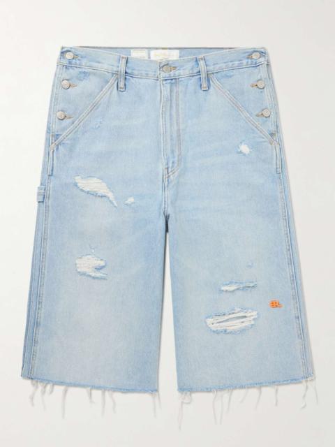 ERL + Levi's Straight-Leg Button-Detailed Distressed Denim Bermuda Shorts