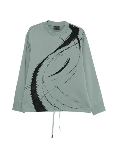EMPORIO ARMANI abstract print drawstring sweatshirt