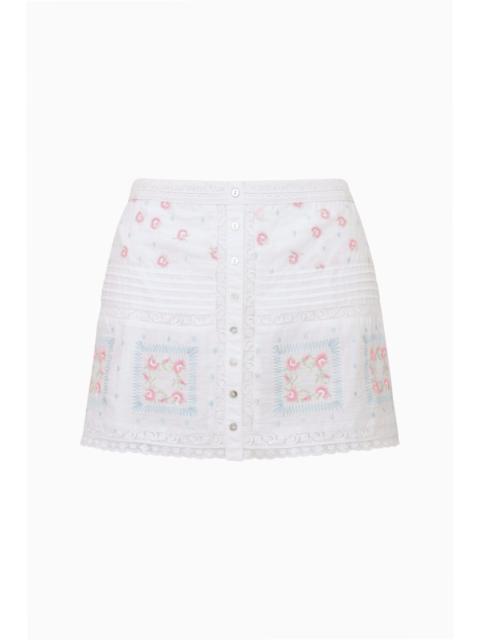 LoveShackFancy Bresson Embroidered Cotton Mini Skirt