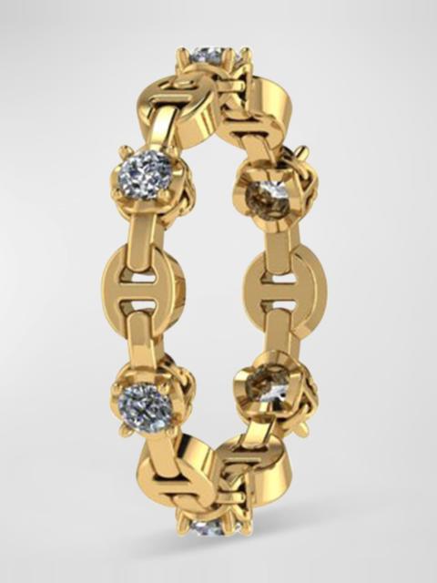 HOORSENBUHS® 18K Yellow Gold Micro Tri-Link II Ring with Diamonds, Size 7