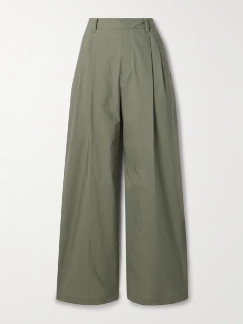 Brunello Cucinelli Pleated Cotton-blend Shell Wide-leg Pants