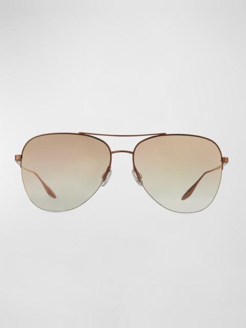 BARTON PERREIRA Chevalier Semi-Rimless Metal Aviator Sunglasses