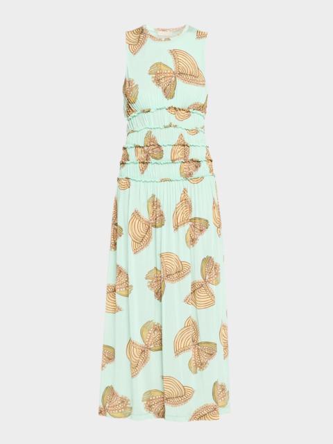 ULLA JOHNSON Kamaria Sleeveless Gathered Midi Dress