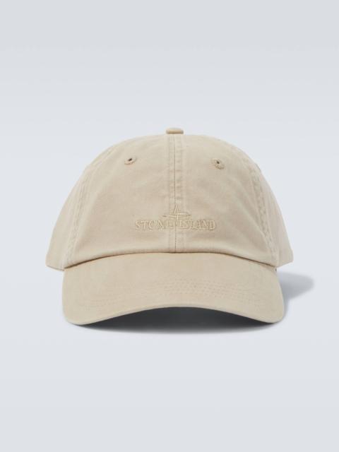 Stone Island Logo cotton gabardine baseball cap