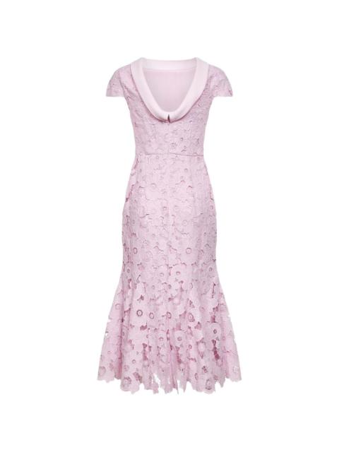 self-portrait scalloped flared midi dress