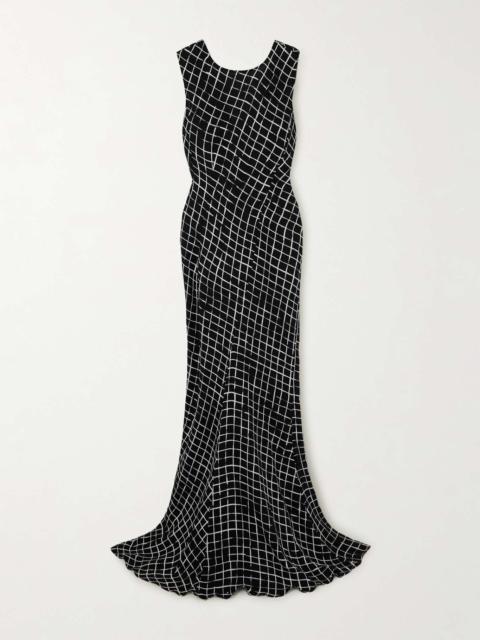 Checked woven maxi dress