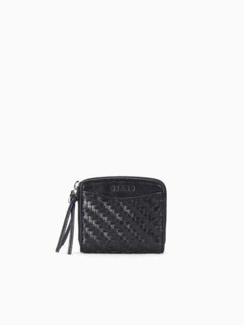 STAUD STAUD MAE HAND-WOVEN WALLET BLACK WOVEN