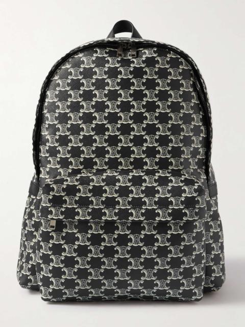 CELINE Triomphe Leather-Trimmed Logo-Print Coated-Canvas Backpack