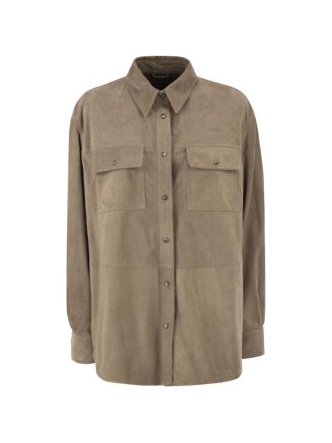Brunello Cucinelli patch pocket suede overshirt