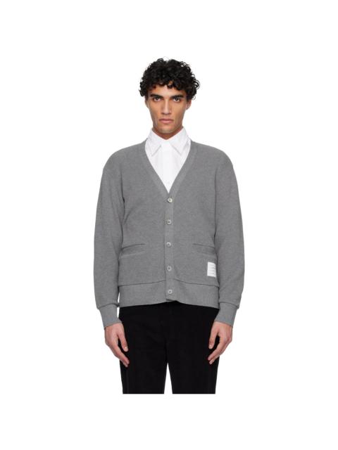 Thom Browne Gray V Neck Cardigan
