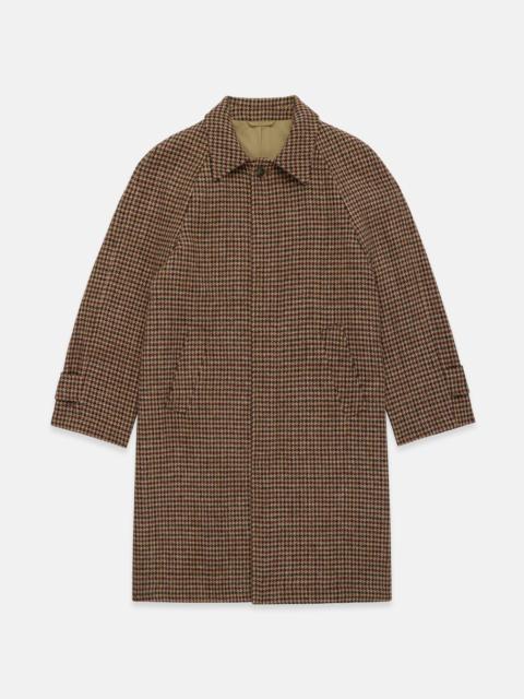 J. PRESS MADE-IN-ENGLAND TAN & OLIVE HOUNDSCHECK HARRIS TWEED BALMACAAN