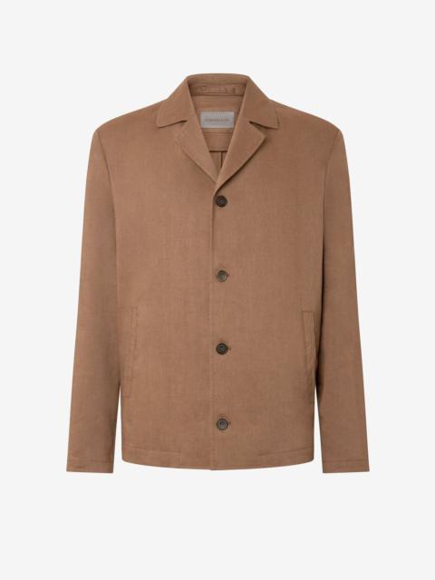 CORNELIANI Light brown linen, wool and mohair overshirt