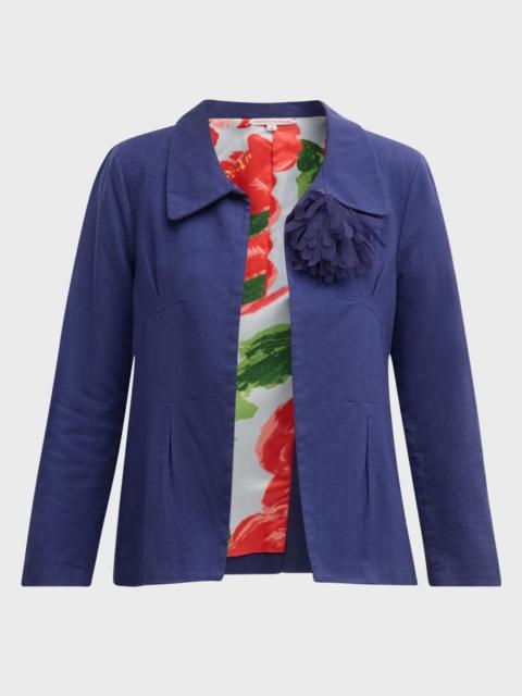 FRANCES VALENTINE Elle Open-Front Blazer with Flower Pin
