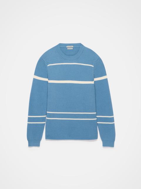 JW Anderson KNITTED STRIPED JUMPER TOP IN STEEL BLUE