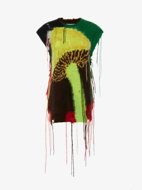 Alexander McQueen Women's Mushroom Intarsia Sleeveless Jumper in Green/yellow