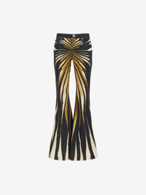 Roberto Cavalli Flared jeans with Ray of Gold print