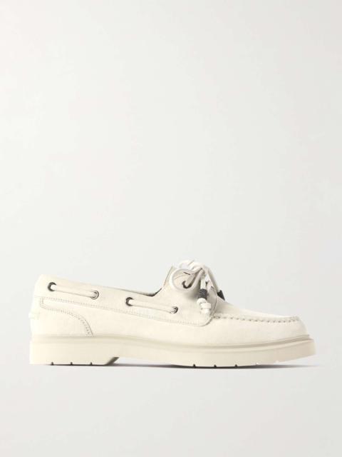 Brunello Cucinelli Bead-embellished suede loafers Cream