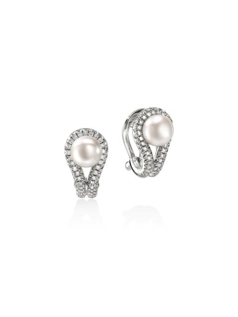 JOHN HARDY Surf Earrings, Sterling Silver, Diamonds, Pearl